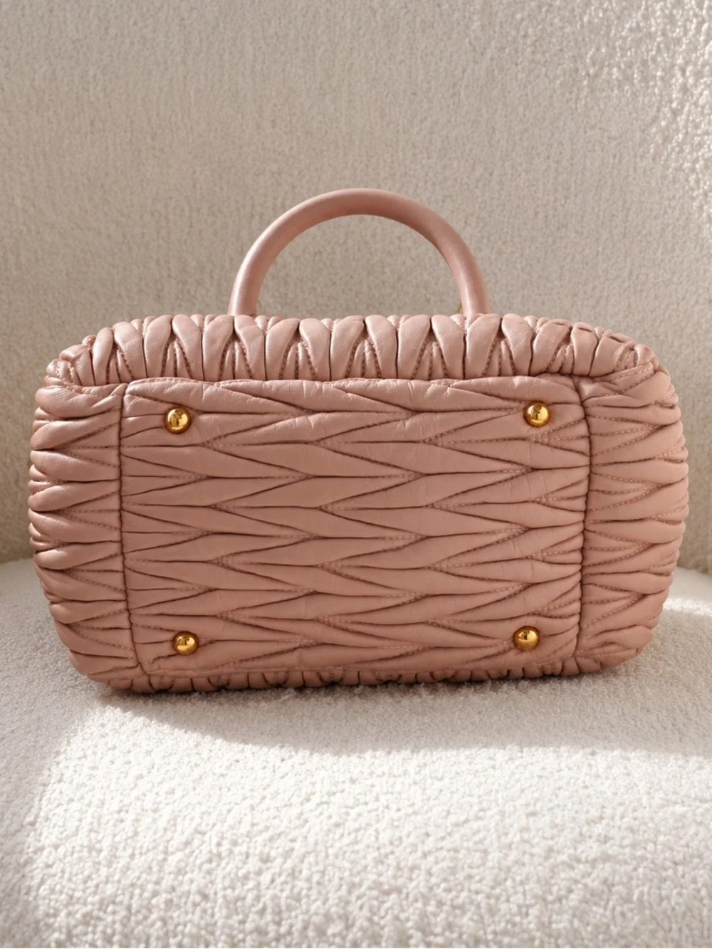 Miu Miu Matelassé Dusty Pink Nappa Leather Gold Hardware Satchel